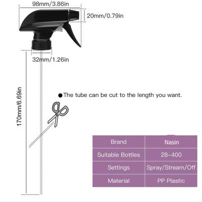 China Non Spill Trigger Sprayer Mist Stream Sprayer Tops Cosmetic Garden Cleaning Use Home Plastic Trigger Sprayer 28/400 for sale