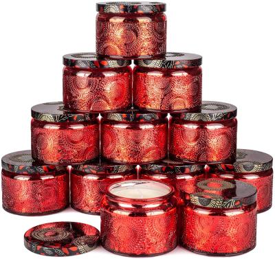 China Wholesale New Design Unique Shaped Luxury Red Nordic Glass Candle Jars Lead Free Small For Candle Making for sale