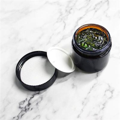 China Lead Free In Stock Cosmetic Jars Face Cream Hand Lotion Round Empty Amber Glass 60ml 2oz Jars With Lid for sale