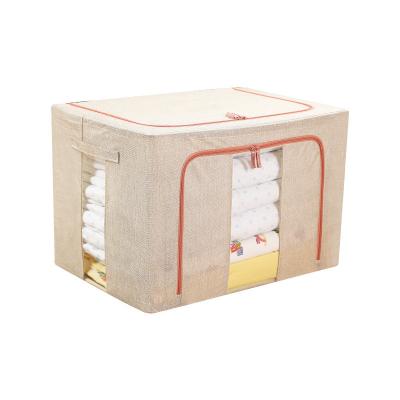 China Hot sale flexible fold large capacity foldable storage boxes fabric steel frame storage bag organizer wholesale for sale