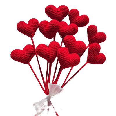 China Luxury wholesale handmade background LOVE wall flower artificial knitted wool flowers assembled to package preserved plants wedding loving heart of Valentine's gift for sale