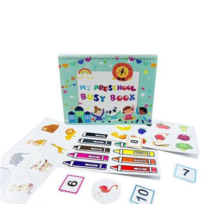 China paper & Reusable Cardboard Sticker Book Educational Learning Baby MA Montessori Preschool Busy Book 12 Page for sale