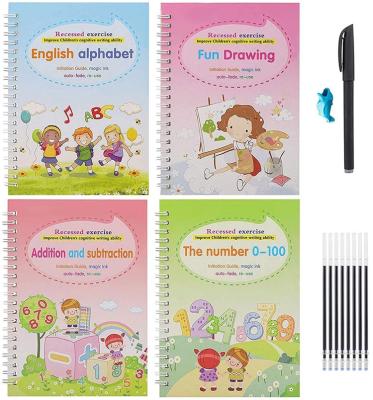 China Kids Learning Printing Full English Child Kids Stickers Book Reusable Writing Books Hard Pen Magic Practice Discovery Notebook for sale