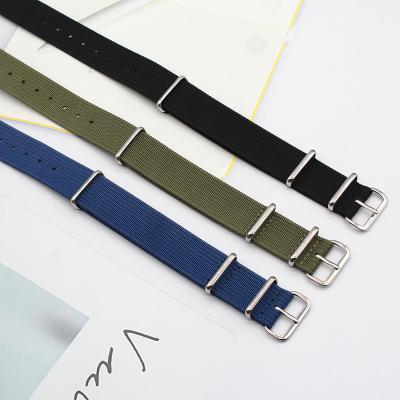 China New YUNSE Fabric Vintage NATO Strap 20mm 22mm Military Thin Woven Military Black Green-Blue 1.2mm Nylon Watchband for sale