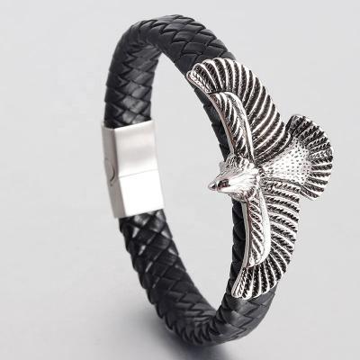 China Low Cuff Luxury High Quality Hawk Leather Men's Bracelet MOQ for sale