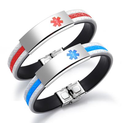 China Hotsale Stainless Steel Symbol 12mm Hygiene Jewelry Bracelet Casual/Sporting Medical Silicone for sale