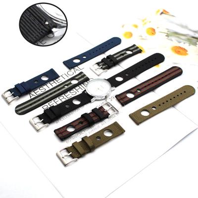 China Black Modern Gather Military Fabric Quick Release Nylon Fabric Watch Band Retro Blue Green Tropical Sports Watch NATO Straps for sale