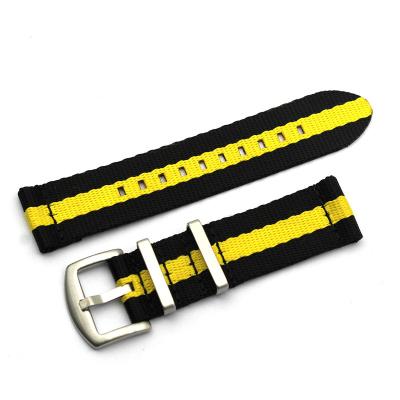 China 2 Pieces 22mm Black Yellow Fabric NATO Watch Straps for sale