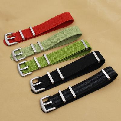 China 22mm High Quality Military NATO Watch Style 20mm Nylon Fabric Manganese Hook Elastic Strap for sale