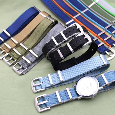 China Wholesale 26 Colors Fabric Gray Edge Smoothly Seat Blue Belt Watch Straps 18mm Canvas NATO Strap for sale