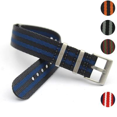 China Good Quality Nylon Fabric Seat Belt Smoothly Fasten 20mm Dark Gray Blue Watch Band Nato for sale