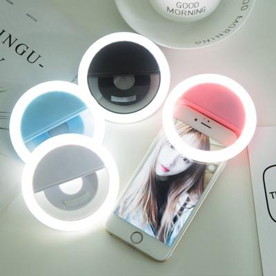 China PC+ABS Cell Phone Selfie Round Light USB Rechargeable Lens LED Beauty Fill Light for sale