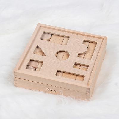 China Wooden Building Toy Happy Expression Building Block Geometry Assorted Box Toy for sale