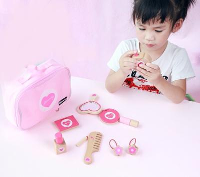 China MAKEUP BAG PINK CUTE GIRL'S HOUSE Wooden Toy for sale