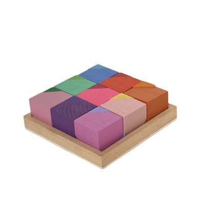 China Building 2021New Large Particle Building Block Pile Building Block Rainbow Wooden Solid Growing Puzzle Block for sale