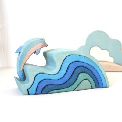 China Scene building children's rainbow building block scene building simulation wave decoration toy for sale