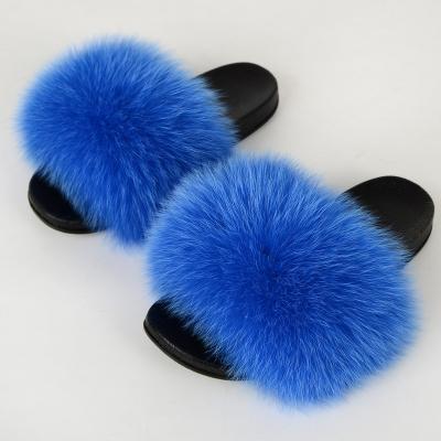 China Fashion Trend Fashion Trend Flat Women Slippers Wholesale Manufacturer Fluffy Giant 100% Real Fur Girls Smudge Fur Slides for sale