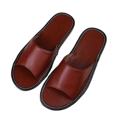 China PU Slides Sandals Summer Lightweight Non-slip Leather Waterproof Flat Slippers For Women for sale