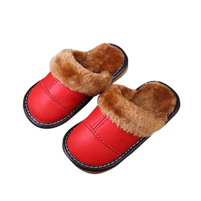 China Autumn and winter children's bedroom indoor home flat warm furry slippers plush for children for sale