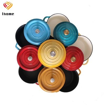 China Sustainable Ihome Customized Enamel Cooking Pots Set Wholesale Nonstick Enamel Cast Iron Cookware Sets for sale