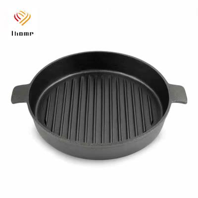 China Minimalist Ihome Cast Iron Skillet For Beef Oven Safe Cookware Indoor Outdoor Pre-Seasoned Grill Stovetop Induction Safe for sale