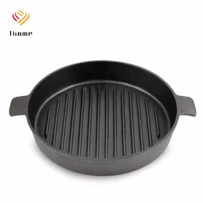 China Minimalist Ihome Cast Iron Skillet For Beef Oven Safe Cookware Indoor Outdoor Pre-Seasoned Grill Stovetop Induction Safe for sale