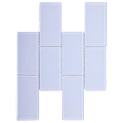 China Subway Tile CLASSIC White Glass Mosaic For Bathroom Wall Kitchen Backsplash for sale