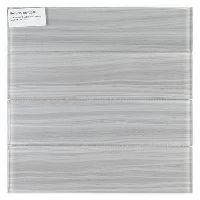 China Gray parquet factory direct sale mosaico azulejo 3x12 inch living room subway tiles glass mosaics for sale