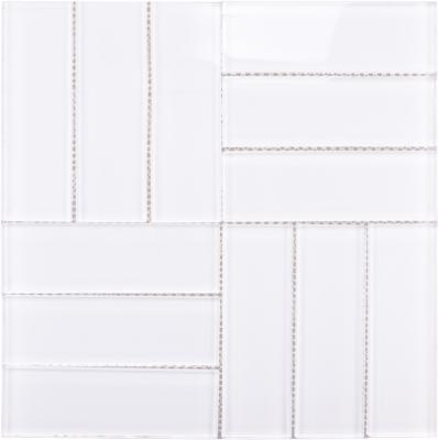 China CLASSIC Classic Style Mosaic Tiles Pure White Rectangle Crystal Glass Mosaics For Shower Walls for sale