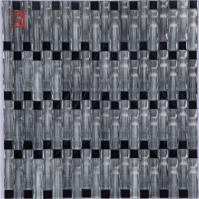 China New Modern Design Mosaic Tiles 3D Arched Swept Black Wall Clad Glass Mosaics for sale