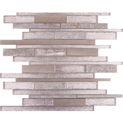 China Parquet Customized Design Long Silver Strip Interior Wall Mosaic Laminated Aluminum Glass Mosaic for sale