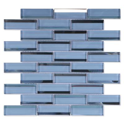 China Home parquet wall decor mirror surface blue tiles glass mosaic for backsplash for sale