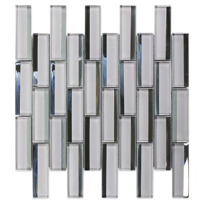 China Contemporary Rectangle 8mm Mirror Mosaic Slab Kitchen Parquet Restaurant Glass Mosaic for sale