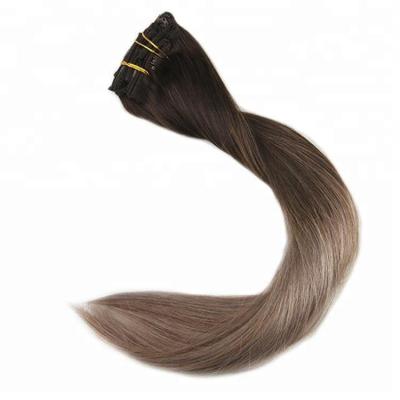 China Silky Straight Wave Ali Express Hair Extension Color #2#6#18 Color Double Drawn Hair Clip for sale