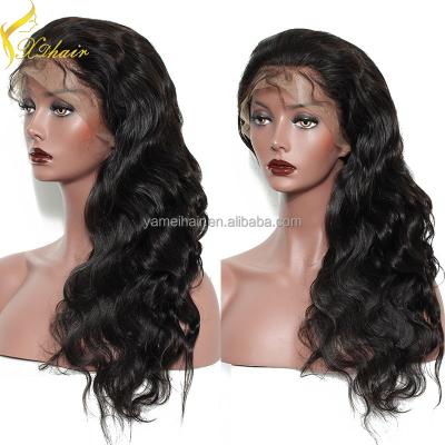 China 10A Body Wave Raw Unprocessed Full Lace Wig Yamei Hair Products Wholesale Virgin Hair Wig for sale