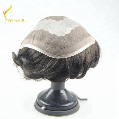 China Wholesale High Quality 100% European Virgin Remy Human Hair Lace Wig Natural Hairpiece Silky Straight Wave Hairpiece For Men for sale