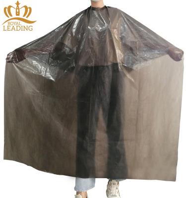 China Disposable Black PE Barber Cape For Hair Salon Barber Cape Plastic 100% Waterproof Cheap Prices for sale