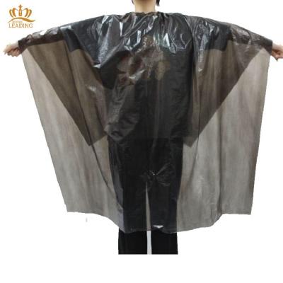 China High Quality Professional Plastic Waterproof Barber Cape 100% Waterproof Disposable Black Cape for sale