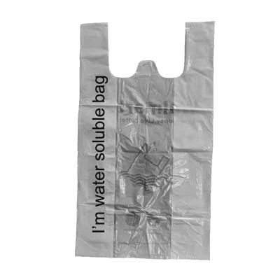 China Recyclable Packaging Bag For Shopping Bag Water Soluble Plastic PVA Square Bottom Bag 25 Shoulder Length Hot Stamping Recyclable Handle for sale