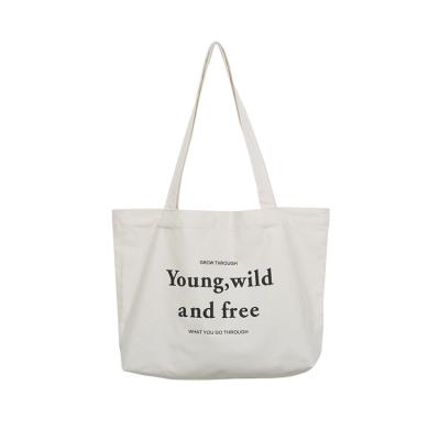 China Custom Logo Environmentally Friendly Tote Shopping Bags Cotton Canvas Tote Bags With Custom Printed Rope Handle for sale