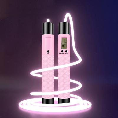 China Home Custom Logo Adjustable Weight Weight Fitness Exercise PVC Heavy Digital Led Light Up Jump Rope With Calorie Counter For Everyone for sale