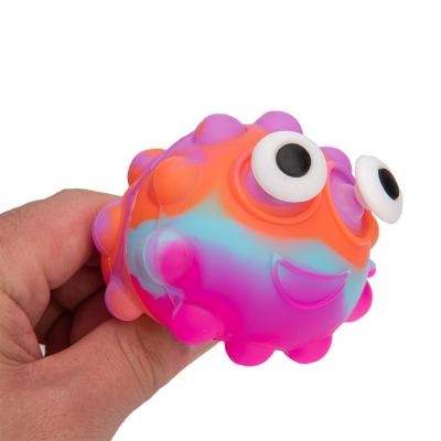 China Rainbow Big Eyes 3D Pushing Bubble Balls Silicone Sensory Toys Anxiety Stress Relief Toys Funny Educational Bubble Relief Toys for sale