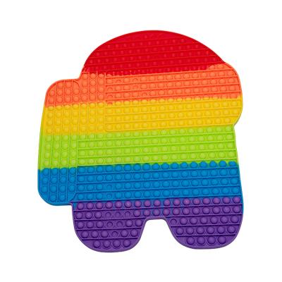 China Toy Among Us Jumbo Poppets Educational Funny Rainbow Silicone Stirrers Sensory Square Stirrer Toy Poppet Fidget Push Noise Gamer Toy for sale