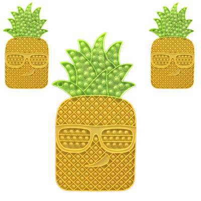 China Jumbo Push Up Toy 50cm Funny Educational Silicone Noise Stirring Person Toy Poppet Toy Game Pineapple Shape Jumbo Pop for sale