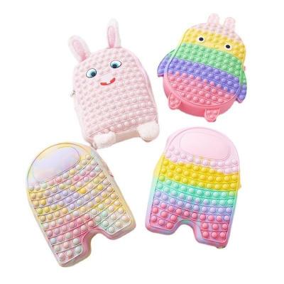 China Funny Educational Toy 3D Pop Busy Person Backpacks Popular Zipper Push Pop Bubble Busty Person Toys Bags Popular School Bags Backpacks For Kids for sale