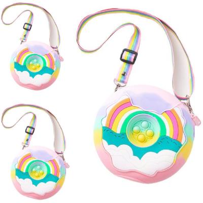 China Funny Educational Push Pop Fidget Toy Bags Rainbow Jumping Purse Around Sensory Bubble Busy Person Purse for Kids Woman for sale