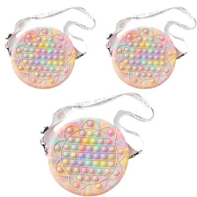 China Funny Educational Toy Wholesale Cute Popping Pops Purse Wiggle Toy Rainbow Fidget Coin Pop Purse For Kids Women for sale