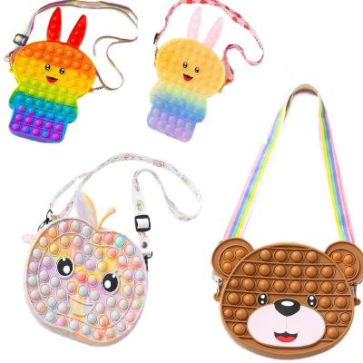 China Educational Funny Toy Popping Fidget Toys Pop Purse Doll Cross - Body Squeeze Backpack Coin Purse Kids Educational Toys for sale