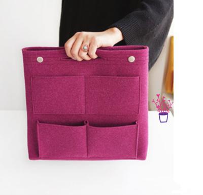 China Durable Customized Insert Style Portable Felt Zipper Open Felt Cosmetic Organizer For Luxury Bags for sale