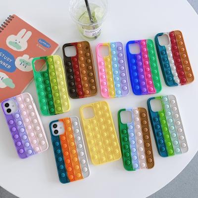 China New Arrival 3D Silicon Phone Case Push Shockproof Thinking Back Cover For iphone 11 12 Bubble Case for sale